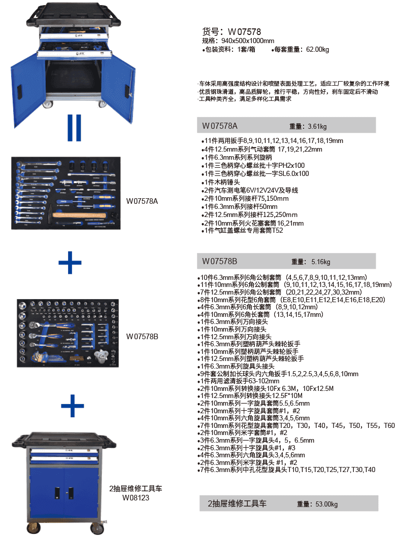 120+8件 6.3mm+10mm+12.5mm系列汽車(chē)維修綜合組套(圖1)